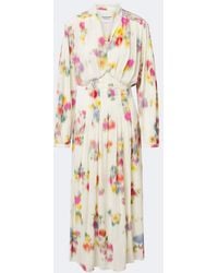 Isabel Marant - Floral Pleated Satin Midi Dress - Lyst