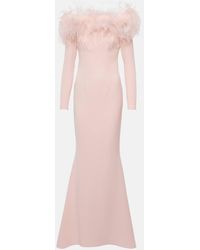 Safiyaa - Feather-trimmed Off-shoulder Gown - Lyst