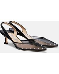 Manolo Blahnik - Carolyne 50 Polka-Dot Mesh Slingback Pumps - Lyst