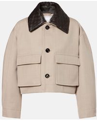 Bottega Veneta - Cropped Leather-Trimmed Wool Jacket - Lyst