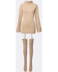 AYA MUSE - Cursa Ribbed-Knit Wool Minidress And Tights Set - Lyst