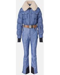 Moncler - Belted Shearling-Trimmed Down Ski Suit - Lyst