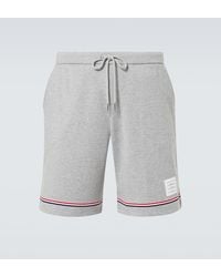 Thom Browne - Striped Mid-Rise Cotton Shorts - Lyst