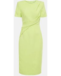 Roland Mouret - Gathered Wool And Silk Midi Dress - Lyst