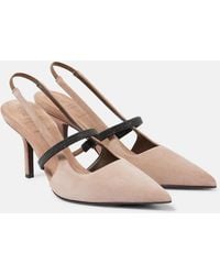 Brunello Cucinelli - 80Mm Monili-Chain Suede Pumps - Lyst
