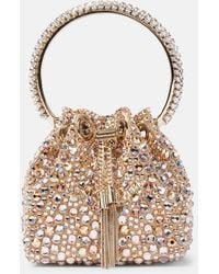 Jimmy Choo - Bon Bon Micro Embellished Satin Bucket Bag - Lyst