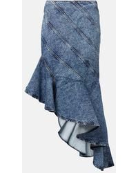 Alaïa - Spiral Asymmetric Denim Midi Skirt - Lyst