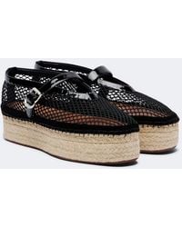 Alaïa - Leather-Trimmed Fishnet Espadrilles - Lyst