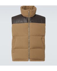Bottega Veneta - Intrecciato Leather-Panelled Quilted Cotton Down Gilet - Lyst