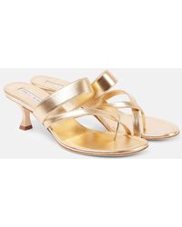 Manolo Blahnik - Sandalen Susa 50 Aus Metallic-Leder - Lyst