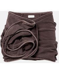 Magda Butrym - Floral-Applique Denim Miniskirt - Lyst