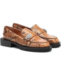 ganni snakeskin loafers