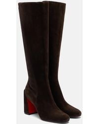 Christian Louboutin - Overknee-Stiefel Loo 85 Aus Veloursleder - Lyst