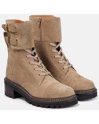 See By Chloé - Mallory Suede Combat Boots - Lyst