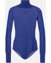 Alaïa - Sheer Turtleneck Wool Bodysuit - Lyst