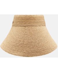 Chloé - Silk-Trimmed Raffia Visor - Lyst