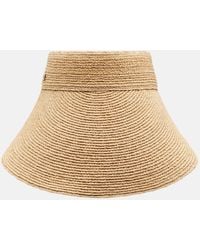 Chloé - Silk-Trimmed Raffia Visor - Lyst