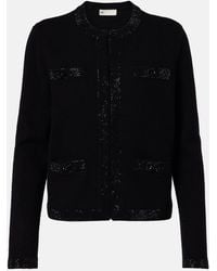 Tory Burch - Embellished Wool-Blend Cardigan - Lyst
