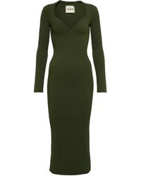 Khaite Alessandra Ribbed-knit Midi Dress - Green