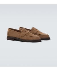 Thom Sweeney - Suede Penny Loafers - Lyst