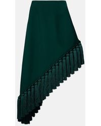 Alaïa - Asymmetric Wool Gabardine Midi Skirt - Lyst