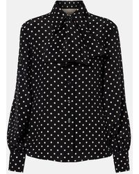 Valentino - Bow-Detail Polka-Dots Silk Shirt - Lyst