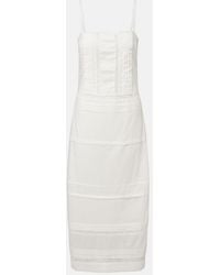 STAUD - Corinna Embroidered Cotton Voile Midi Dress - Lyst
