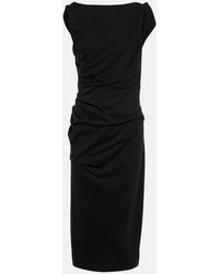 Dries Van Noten - Draped Slim-fit Cotton-jersey Midi Dress - Lyst