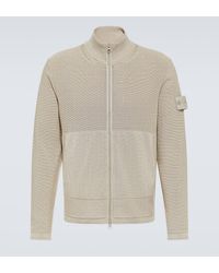 Stone Island - Compass Cotton And Cashmere Zip-up Sweater - Lyst