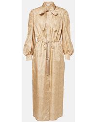 Max Mara - Ape Belted Silk Twill Maxi Dress - Lyst