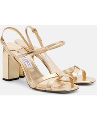 Jimmy Choo - Elsy Metallic Leather Slingback Sandals - Lyst