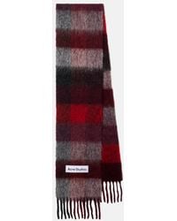 Acne Studios - Checked Logo Fringed Wool-Blend Scarf - Lyst