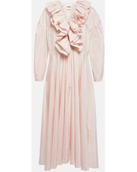 Jil Sander - Ruffle-Trimmed Midi Dress - Lyst