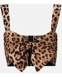 Dolce & Gabbana - Leopard-Print Cotton Crop Top - Lyst