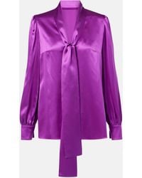 Dolce & Gabbana - Tie-Neck Silk Satin Blouse - Lyst