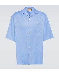 Gucci - Camp-collar Logo-jacquard Cotton-twill Shirt - Lyst