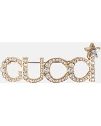Gucci Brosche mit Kristallen - Mettallic