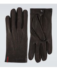Gucci - Web Stripe Leather Gloves - Lyst