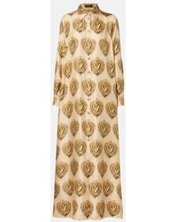 Dolce & Gabbana - Bedrucktes Hemdblusenkleid Aus Seide - Lyst