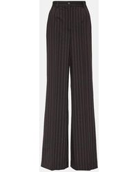 Dolce & Gabbana - Pinstripe High-rise Wool Wide-leg Pants - Lyst