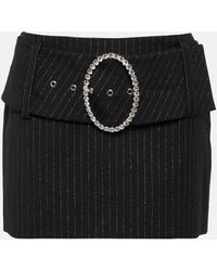 Alessandra Rich - Low-rise Wool-blend Pinstriped Miniskirt - Lyst