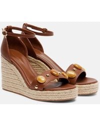 Gianvito Rossi - Embellished Leather Espadrille Wedges - Lyst