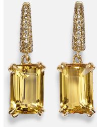 Octavia Elizabeth - Yana Micro 18Kt Earrings With Beryls And Diamonds - Lyst