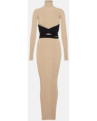 Alaïa - Turtleneck Jersey Maxi Dress - Lyst
