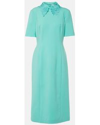 Oscar de la Renta - Midikleid Aus Einem Wollgemisch Mit Spitze - Lyst