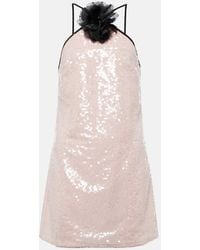 Self-Portrait - Floral-Applique Sequined Minidress - Lyst