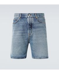Loewe - Leather-Trimmed Denim Shorts - Lyst