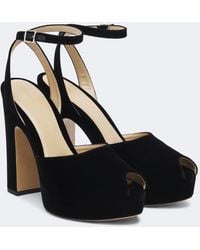 Fendi - Velvet Platform Peep-Toe Pumps - Lyst