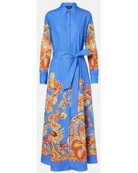 Etro - Belted Paisley Cotton Maxi Dress - Lyst