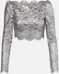 Rabanne - Floral Cropped Lace Top - Lyst